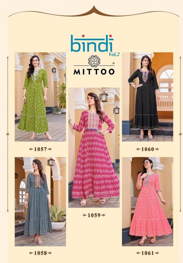 Mittoo Bindi Vol 2 Printed Rayon Designer Long Kurti Collection